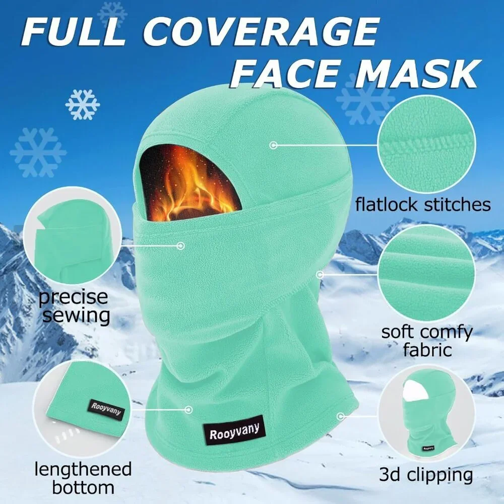 Women's Lake Blue Balaclava Mask Warm Windproof Lightweight Winter Face Mask